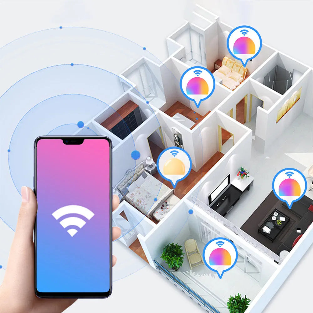 15W WiFi smart LED light bulb with RGB colour changing and dimmable white light options