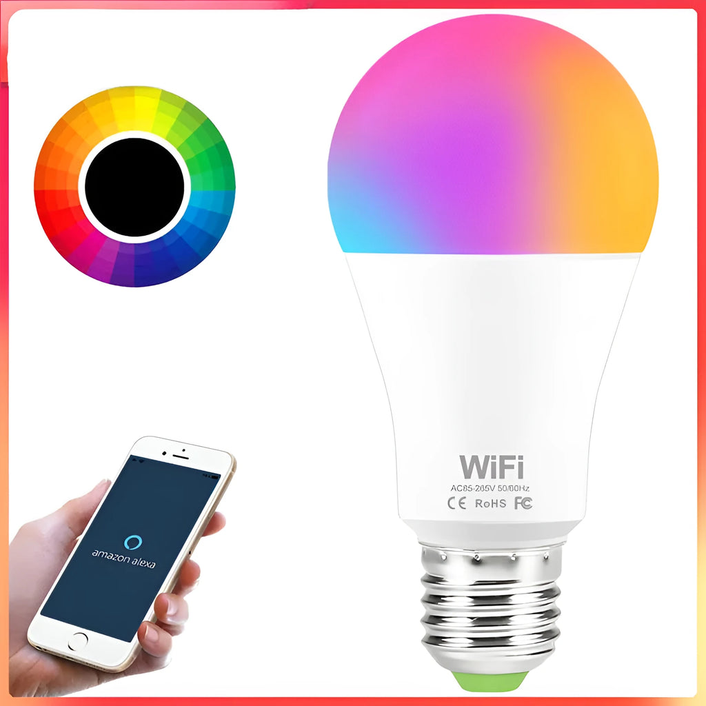 15W WiFi smart LED light bulb with RGB colour changing and dimmable white light options