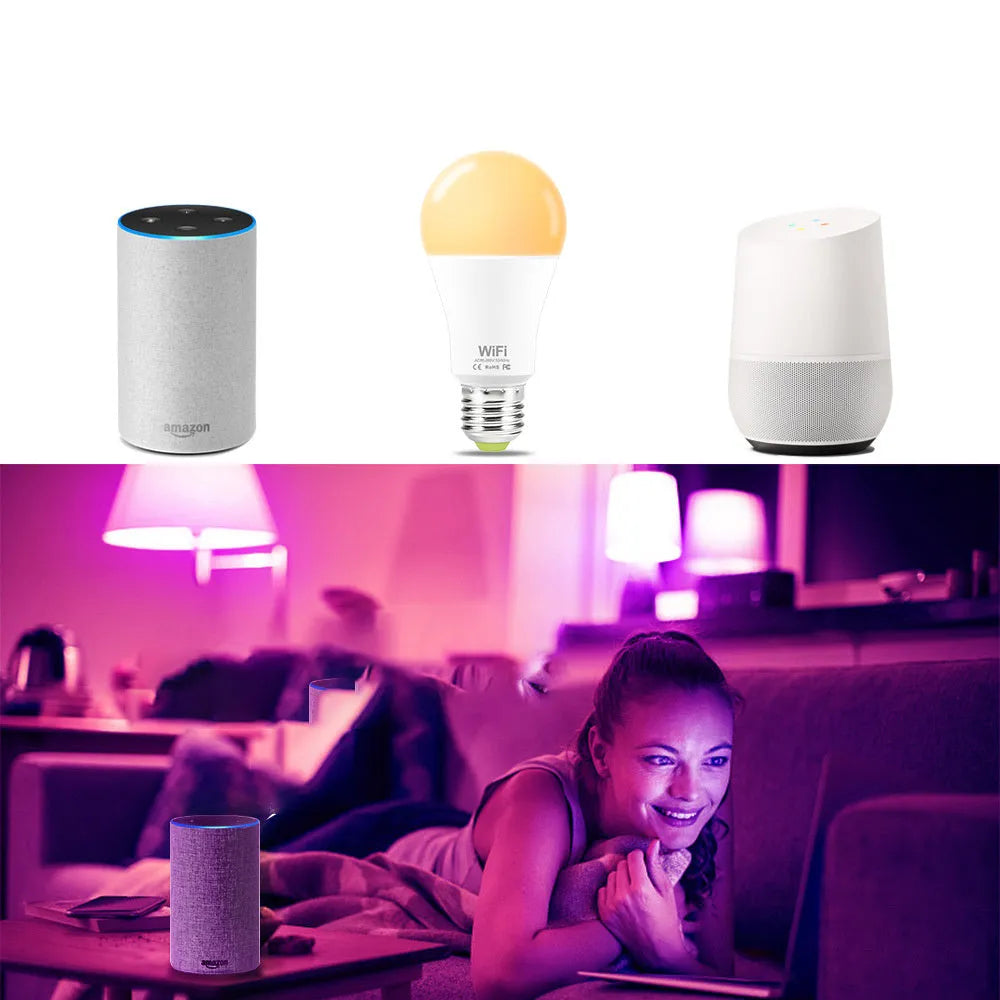 15W WiFi smart LED light bulb with RGB colour changing and dimmable white light options