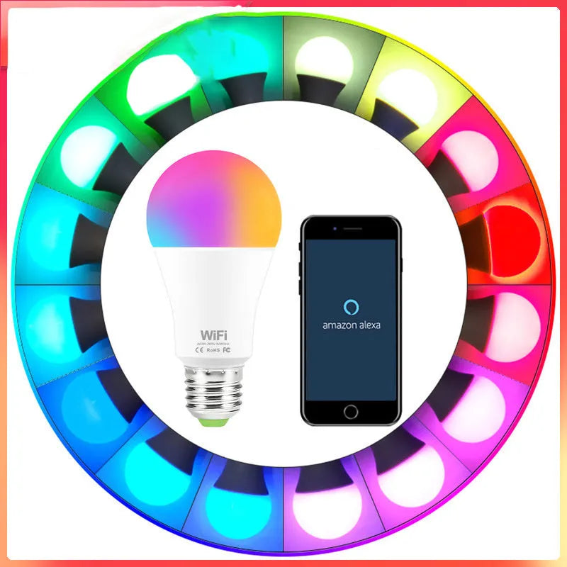 15W WiFi smart LED light bulb with RGB colour changing and dimmable white light options