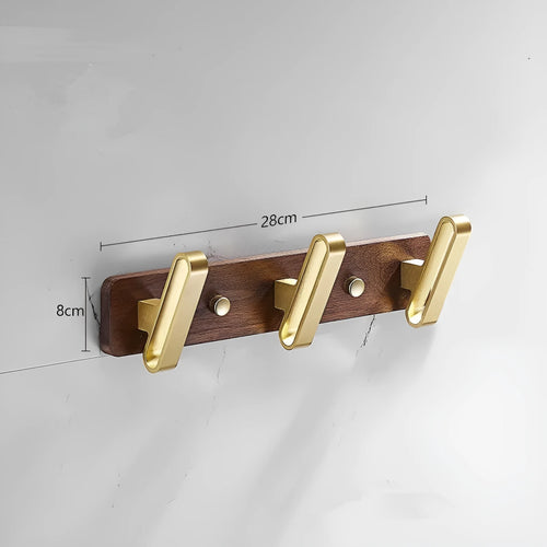 Black walnut aluminium bathroom hooks with brass wire drawing treatment in 3, 4, 5, or 6 hook configurations