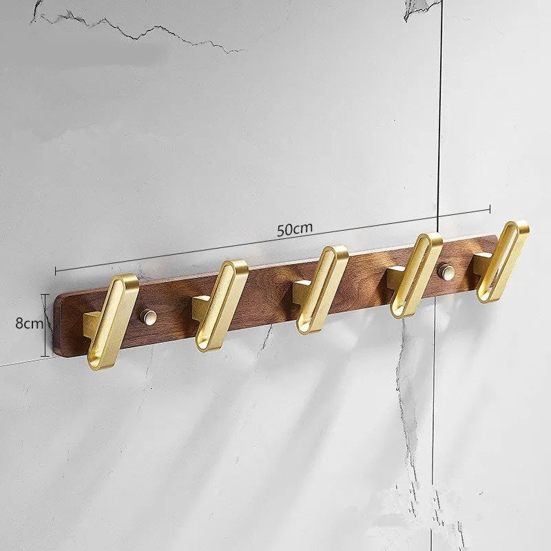 Black walnut aluminium bathroom hooks with brass wire drawing treatment in 3, 4, 5, or 6 hook configurations