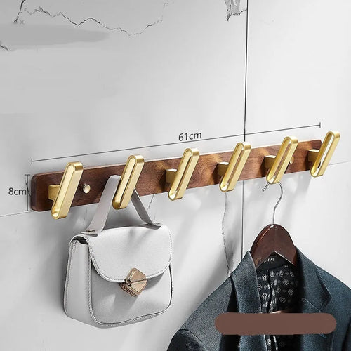 Black walnut aluminium bathroom hooks with brass wire drawing treatment in 3, 4, 5, or 6 hook configurations
