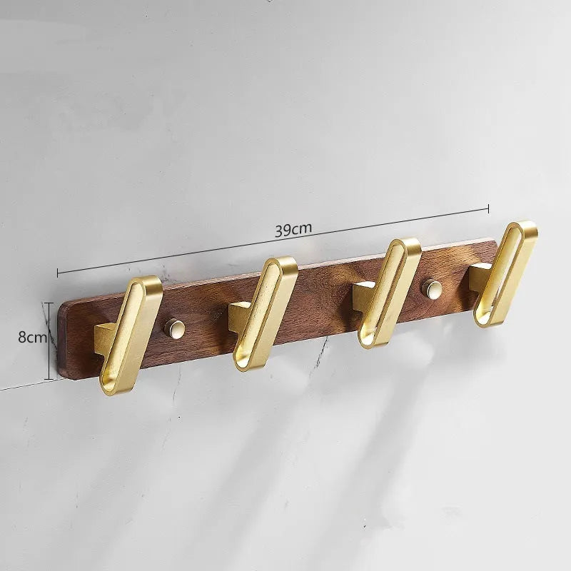 Black walnut aluminium bathroom hooks with brass wire drawing treatment in 3, 4, 5, or 6 hook configurations