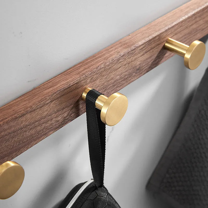 Black walnut aluminium bathroom hooks with brass wire drawing treatment in 3, 4, 5, or 6 hook configurations