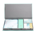 Set of six colourful self-adhesive memo pads with mermaid, leopard, and splashed ink designs.