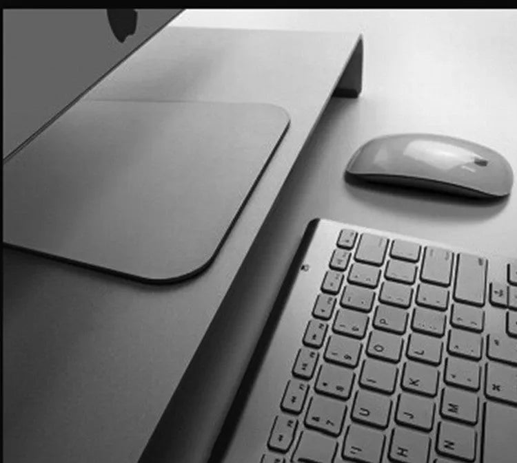 Silver aluminium alloy monitor riser stand with 6cm height, available in 42x22x6cm or 50x22x6cm size