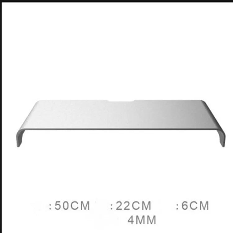 Silver aluminium alloy monitor riser stand with 6cm height, available in 42x22x6cm or 50x22x6cm size