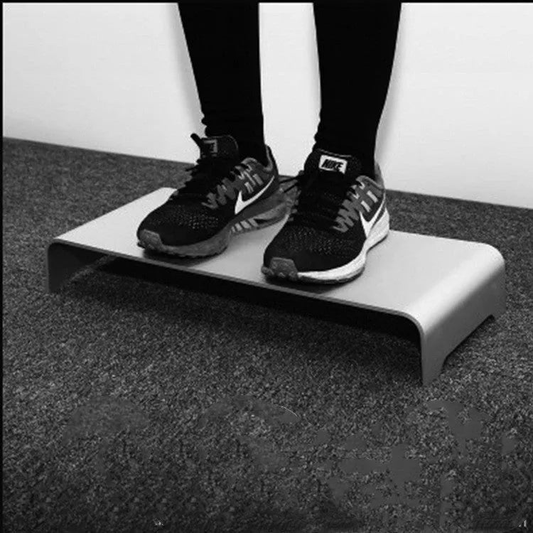 Silver aluminium alloy monitor riser stand with 6cm height, available in 42x22x6cm or 50x22x6cm size