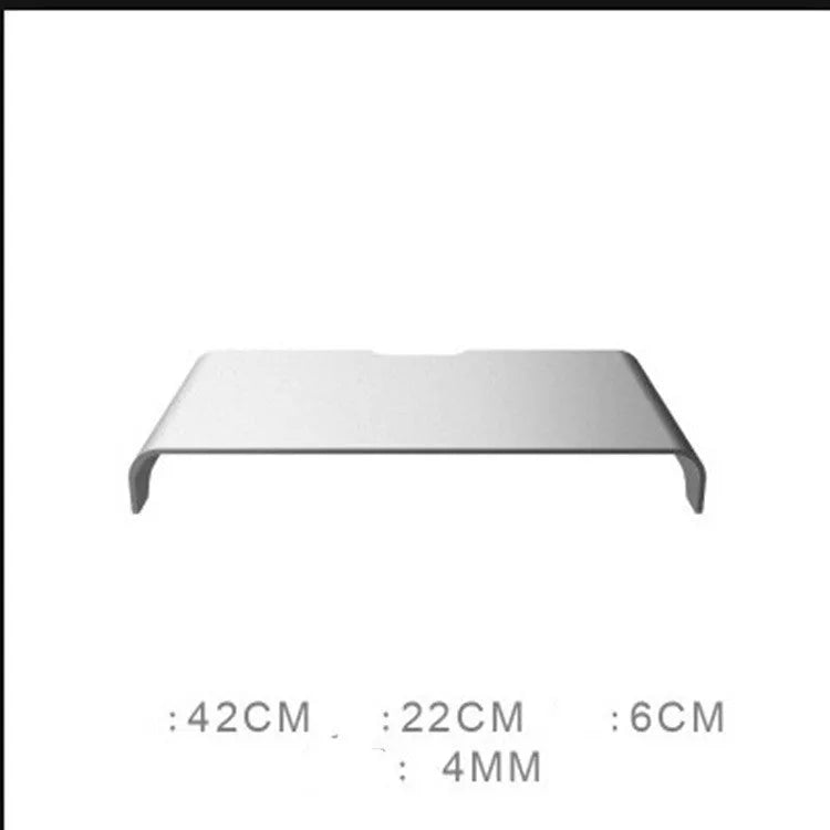 Silver aluminium alloy monitor riser stand with 6cm height, available in 42x22x6cm or 50x22x6cm size