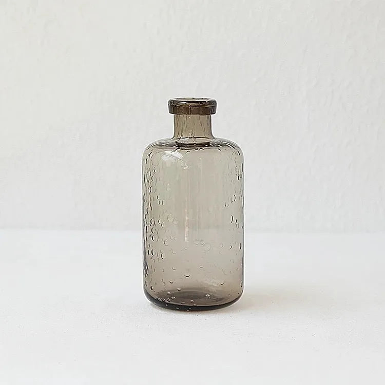 Grey geometric stained glass bubble vase with modern decorative design