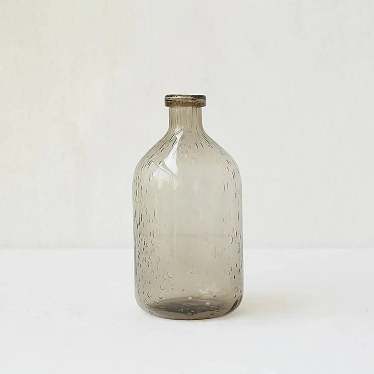 Grey geometric stained glass bubble vase with modern decorative design