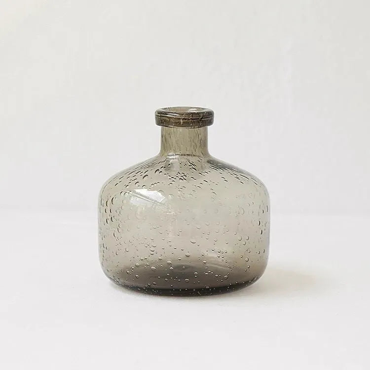Grey geometric stained glass bubble vase with modern decorative design