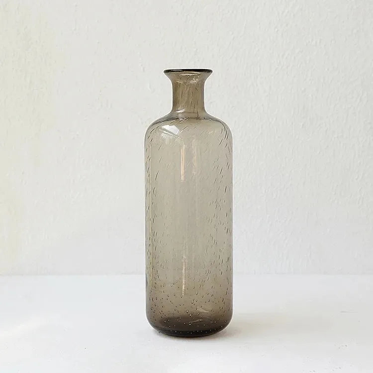 Grey geometric stained glass bubble vase with modern decorative design