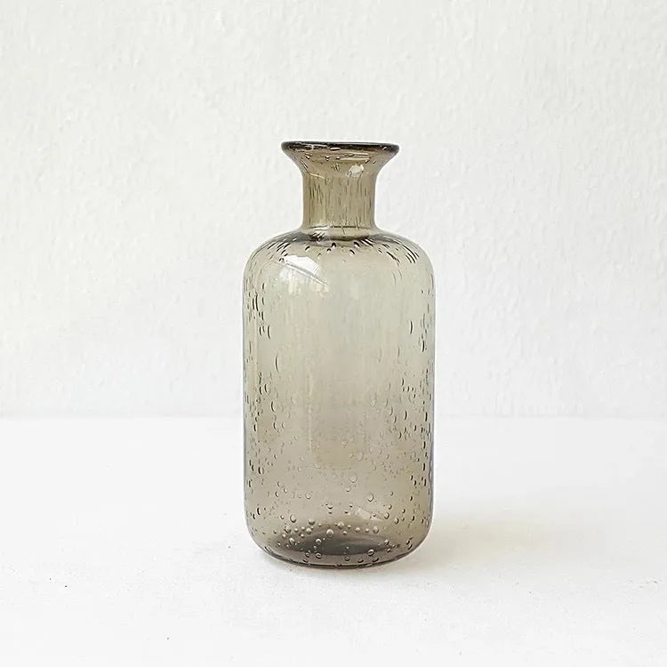 Grey geometric stained glass bubble vase with modern decorative design
