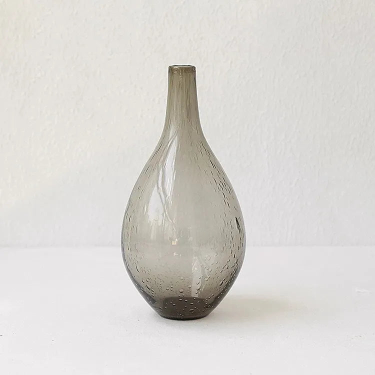 Grey geometric stained glass bubble vase with modern decorative design