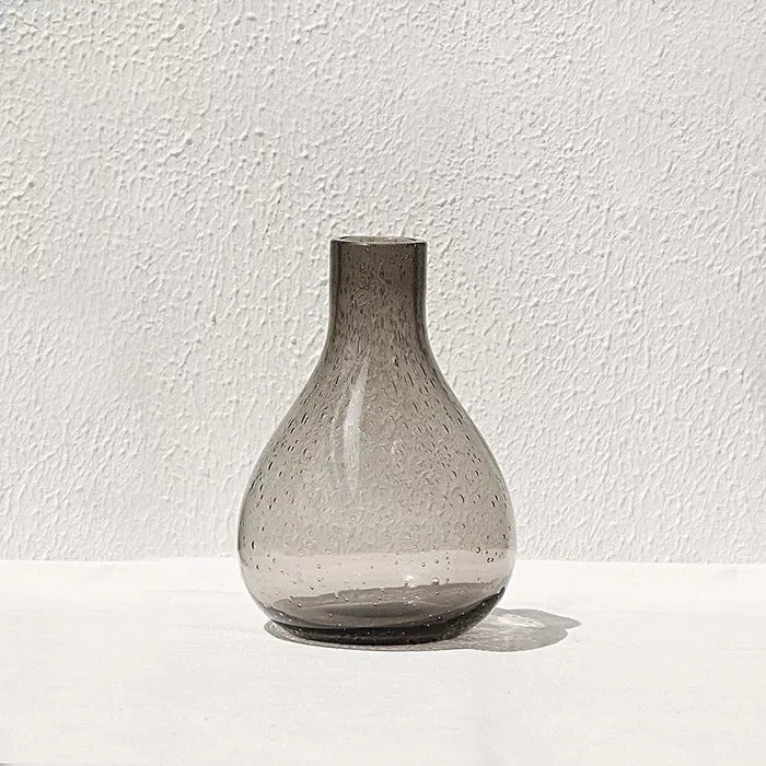 Grey geometric stained glass bubble vase with modern decorative design