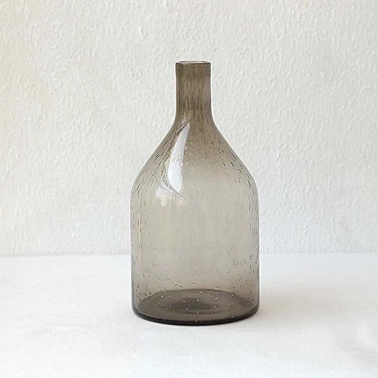Grey geometric stained glass bubble vase with modern decorative design