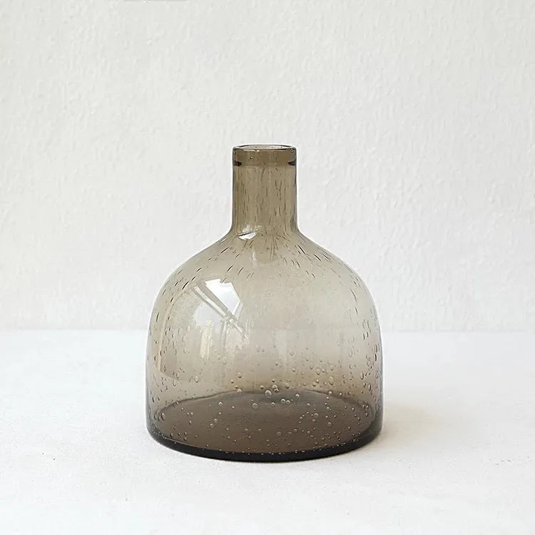 Grey geometric stained glass bubble vase with modern decorative design