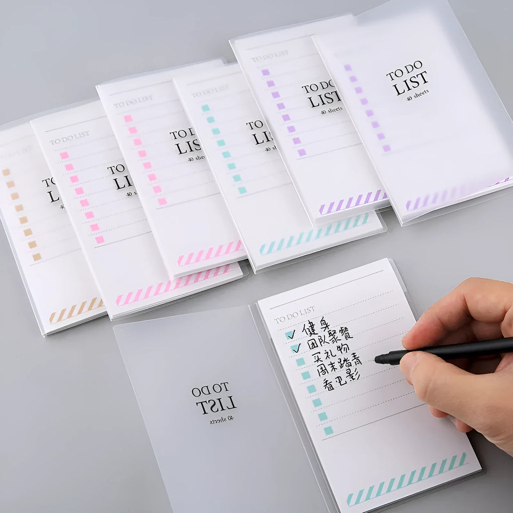 PP frosted notebook with tearable notes, paper cover, 40 pages, 13x8cm, in yellow, green, or purple