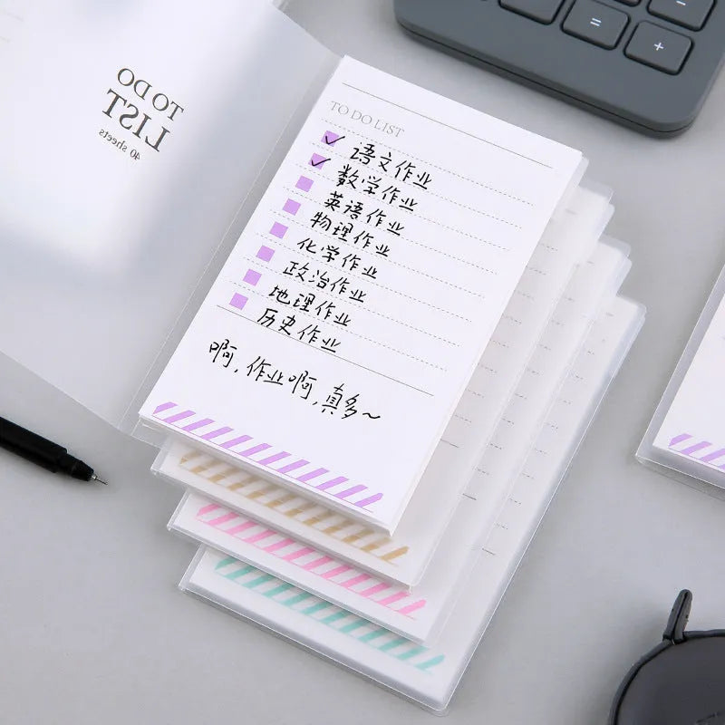 PP frosted notebook with tearable notes, paper cover, 40 pages, 13x8cm, in yellow, green, or purple