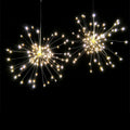 Solar-powered firework style LED meteor shower explosion light with remote control for garden and room decoration.