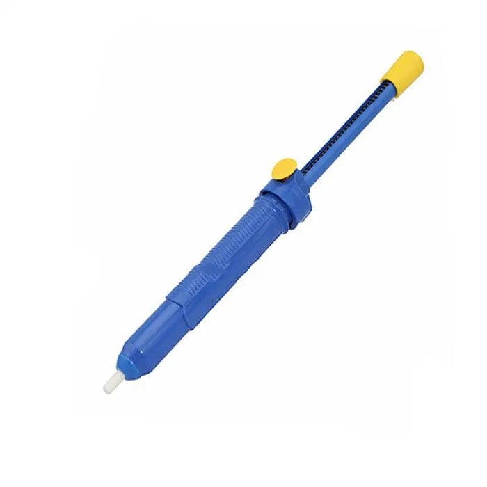 GS-107 manual solder sucker desoldering tool in blue, gold, or silver colour with 330mm length.