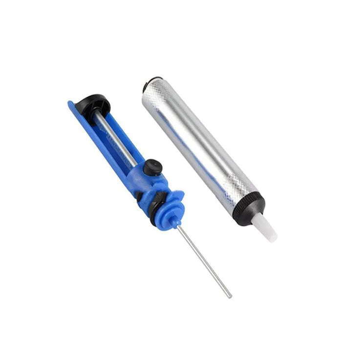 GS-107 manual solder sucker desoldering tool in blue, gold, or silver colour with 330mm length.