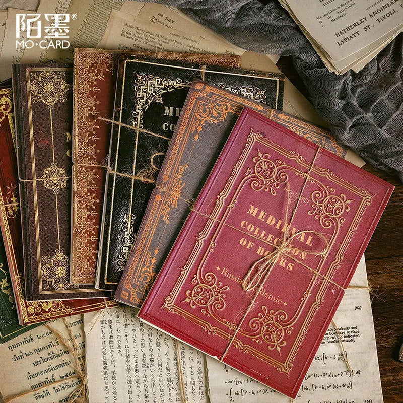 Vintage style A5 notebook with distressed paper pages and hemp rope binding