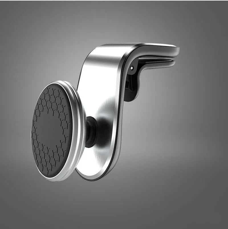 Black car bracket with rotatable ball joint plugged into a vehicle 12V socket
