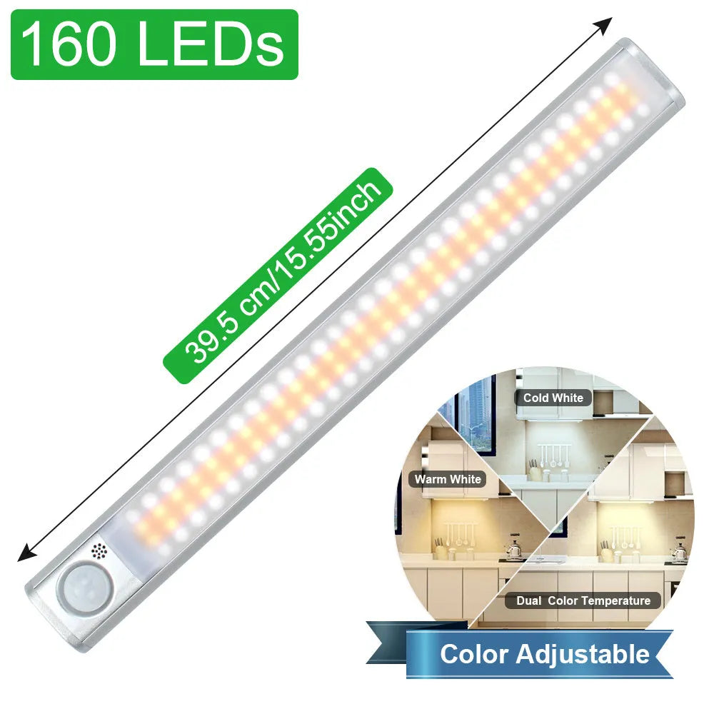 Smart aluminium alloy body induction cabinet light with USB charging port.