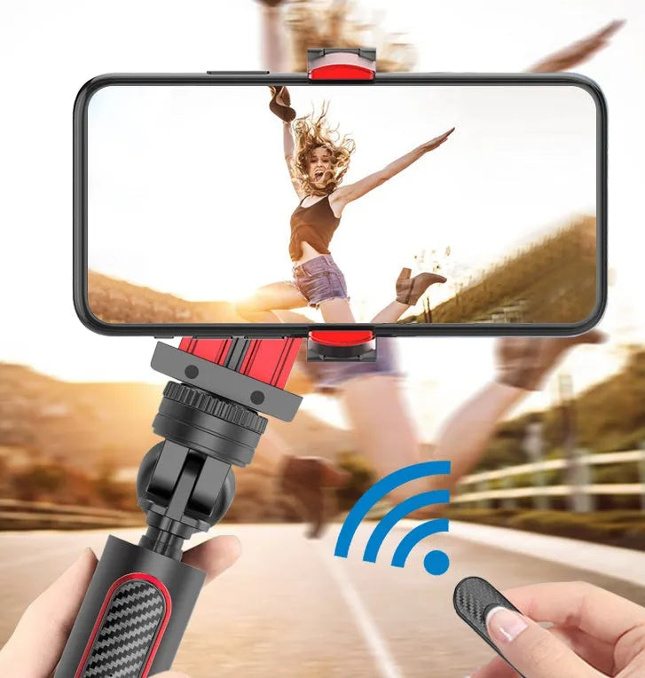 Aluminium alloy video stabiliser tripod for iPhone with extended sections and adjustable phone clamp