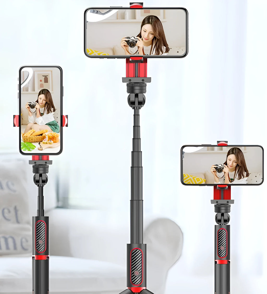 Aluminium alloy video stabiliser tripod for iPhone with extended sections and adjustable phone clamp