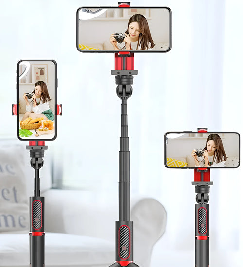 Aluminium alloy video stabiliser tripod for iPhone with extended sections and adjustable phone clamp