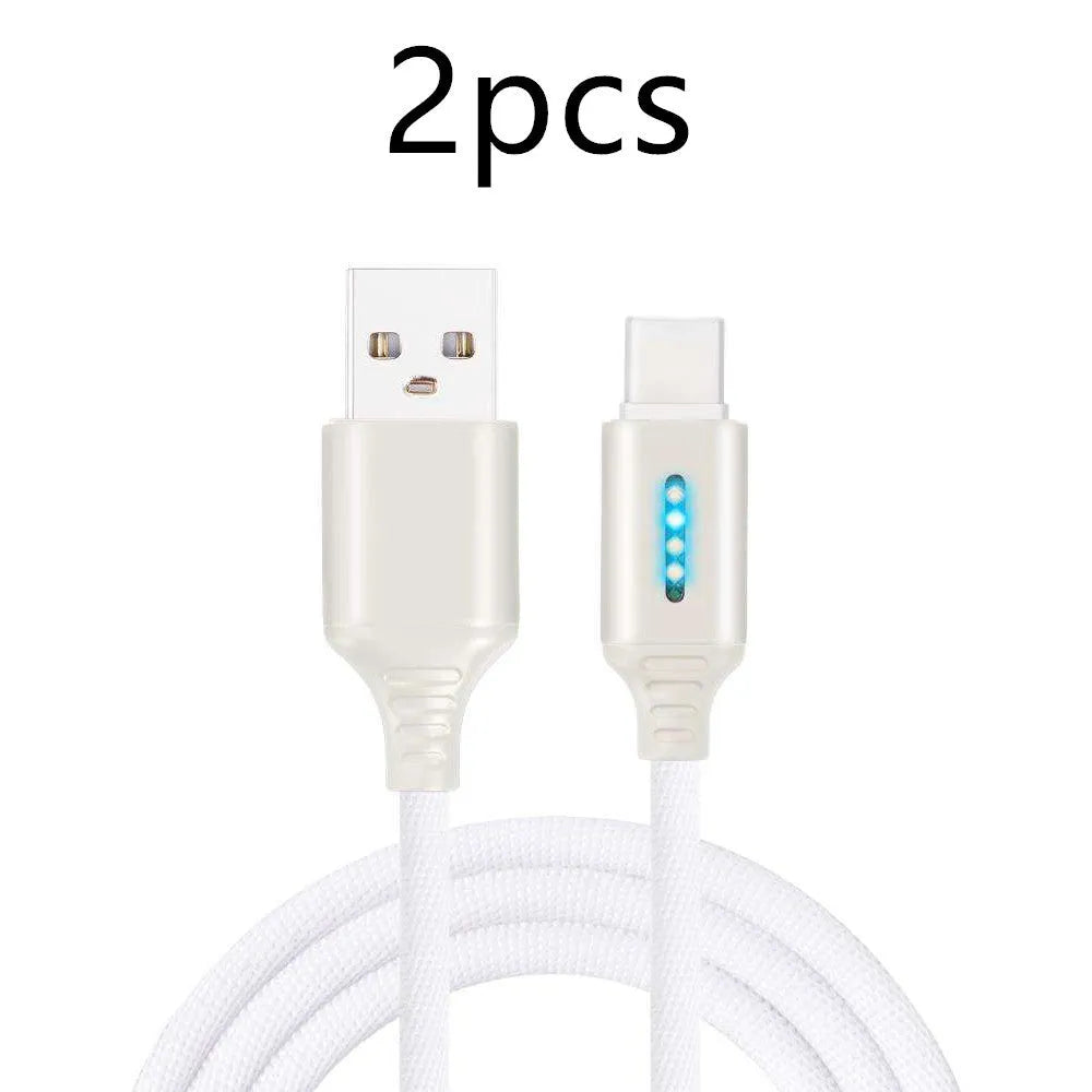 Fabric braided USB charging cable in black, 1 metre long with USB and device connectors