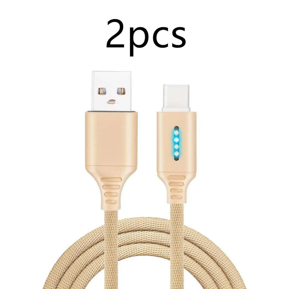 Fabric braided USB charging cable in black, 1 metre long with USB and device connectors