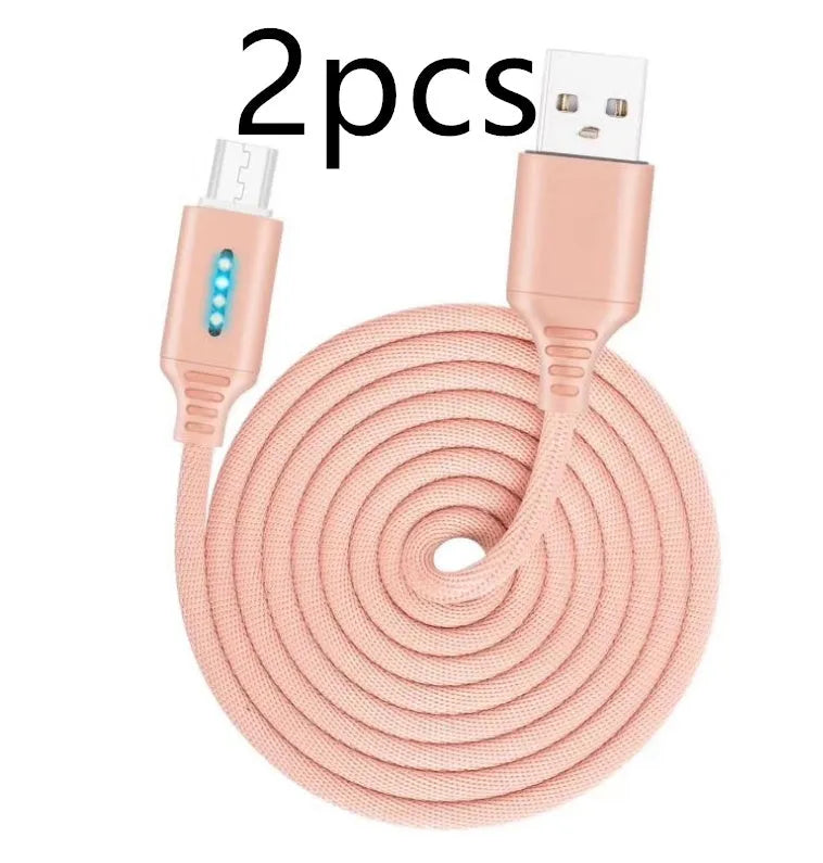 Fabric braided USB charging cable in black, 1 metre long with USB and device connectors