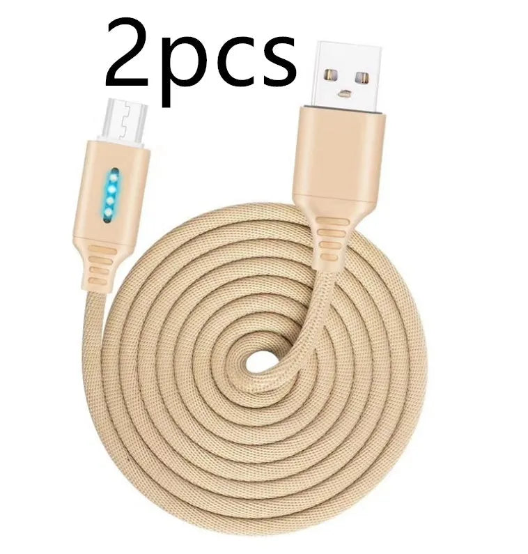 Fabric braided USB charging cable in black, 1 metre long with USB and device connectors