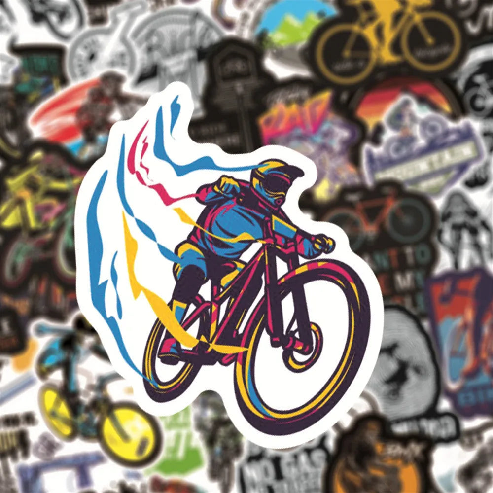 Mountain bike and cross-country MTB notebook stickers with strong self-adhesive backing