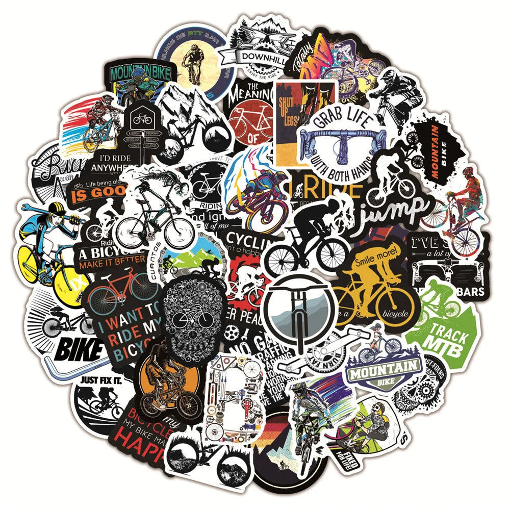 Mountain bike and cross-country MTB notebook stickers with strong self-adhesive backing