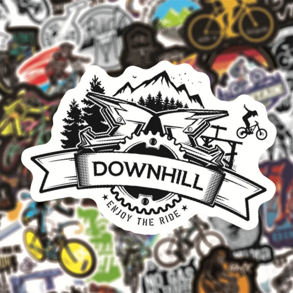 Mountain bike and cross-country MTB notebook stickers with strong self-adhesive backing