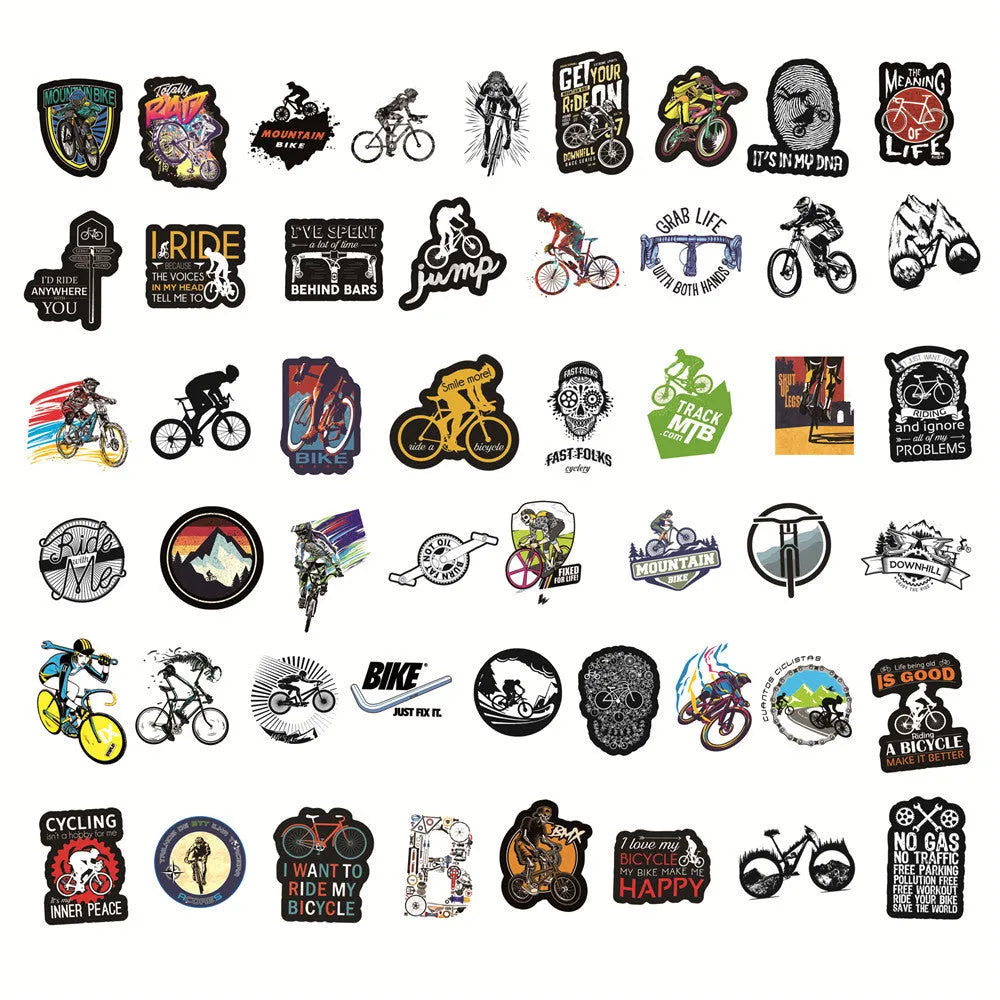 Mountain bike and cross-country MTB notebook stickers with strong self-adhesive backing