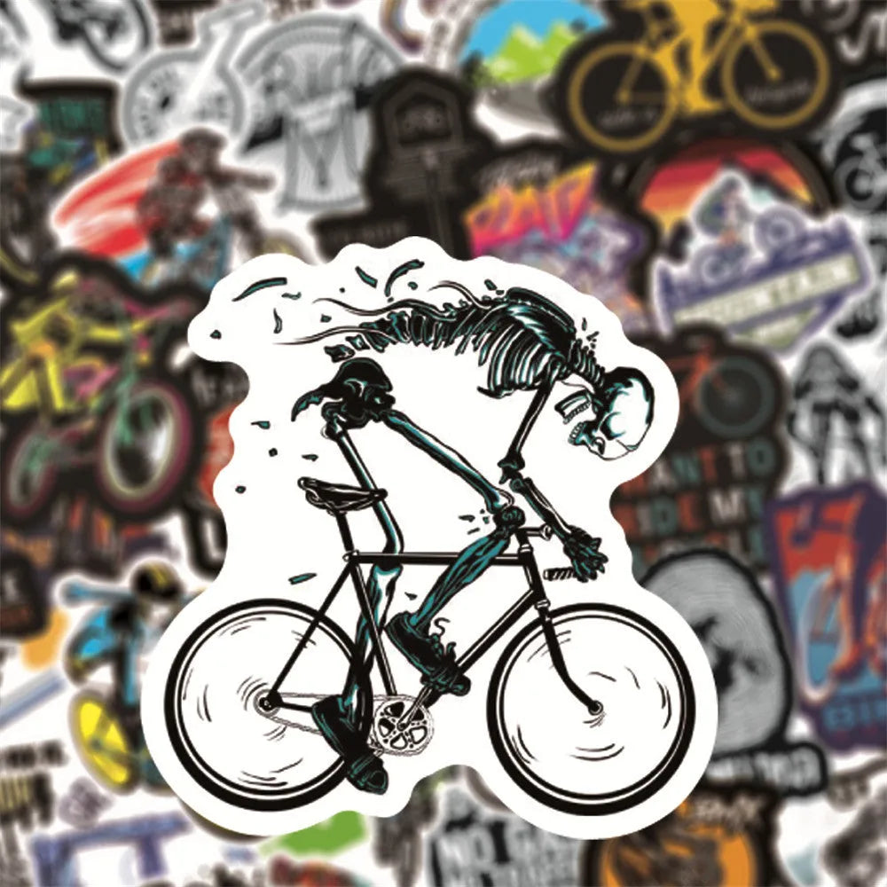 Mountain bike and cross-country MTB notebook stickers with strong self-adhesive backing