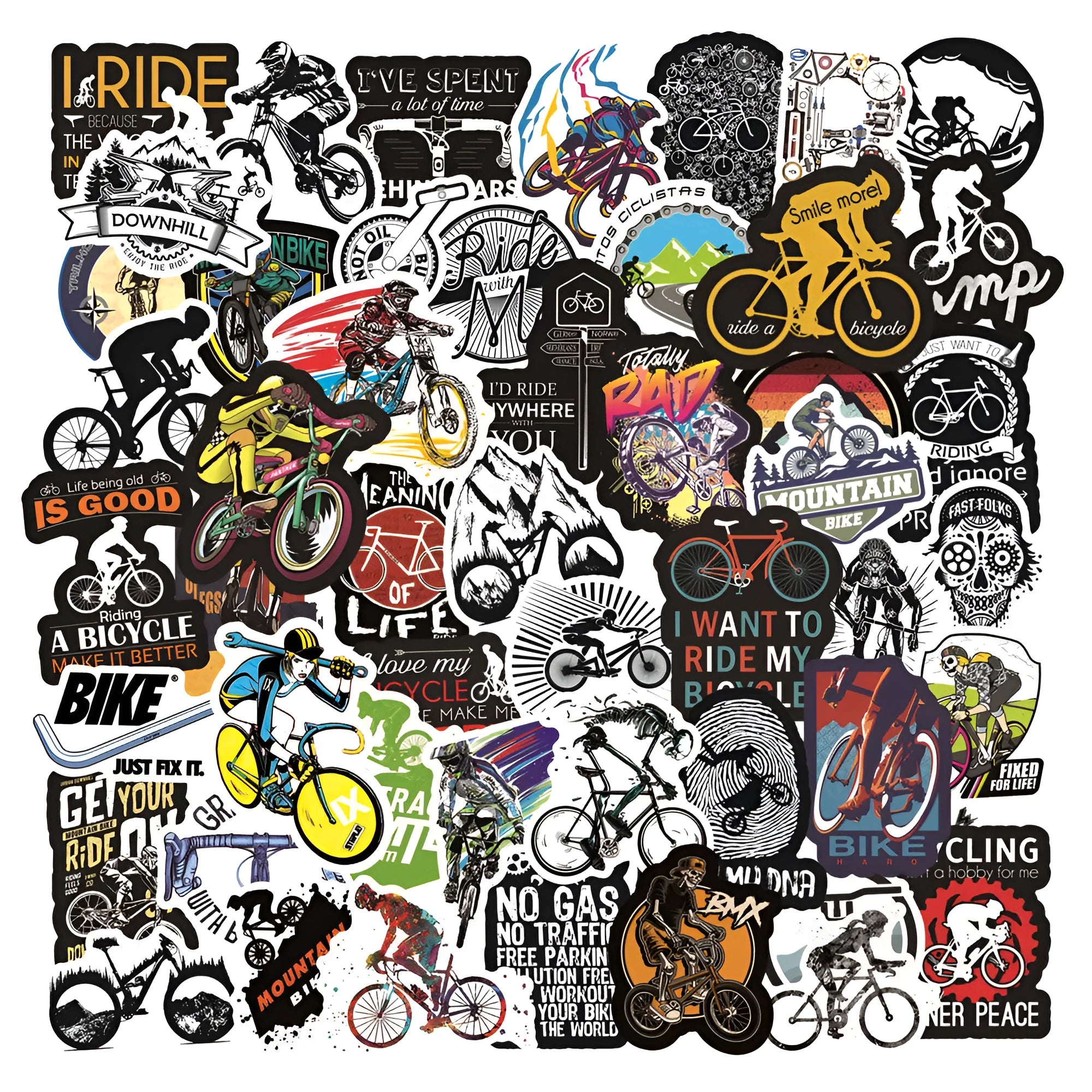 Mountain bike and cross-country MTB notebook stickers with strong self-adhesive backing