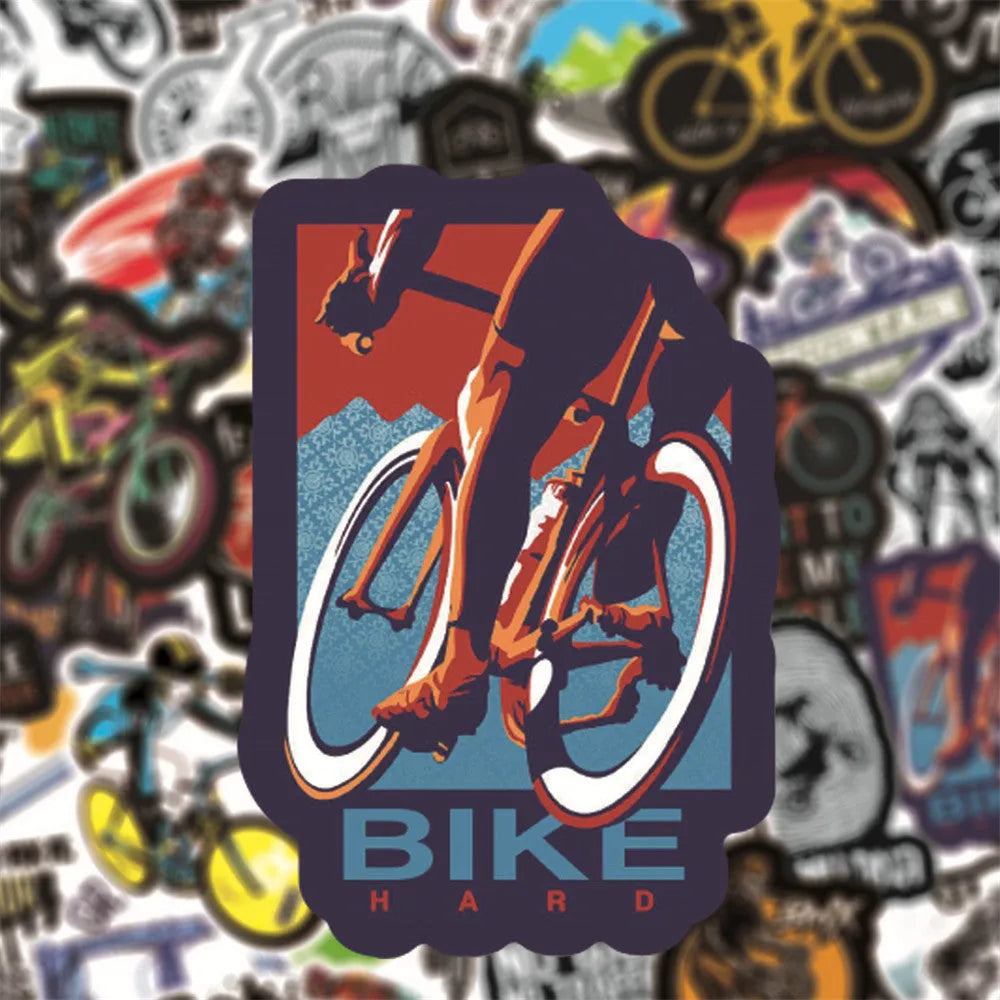 Mountain bike and cross-country MTB notebook stickers with strong self-adhesive backing
