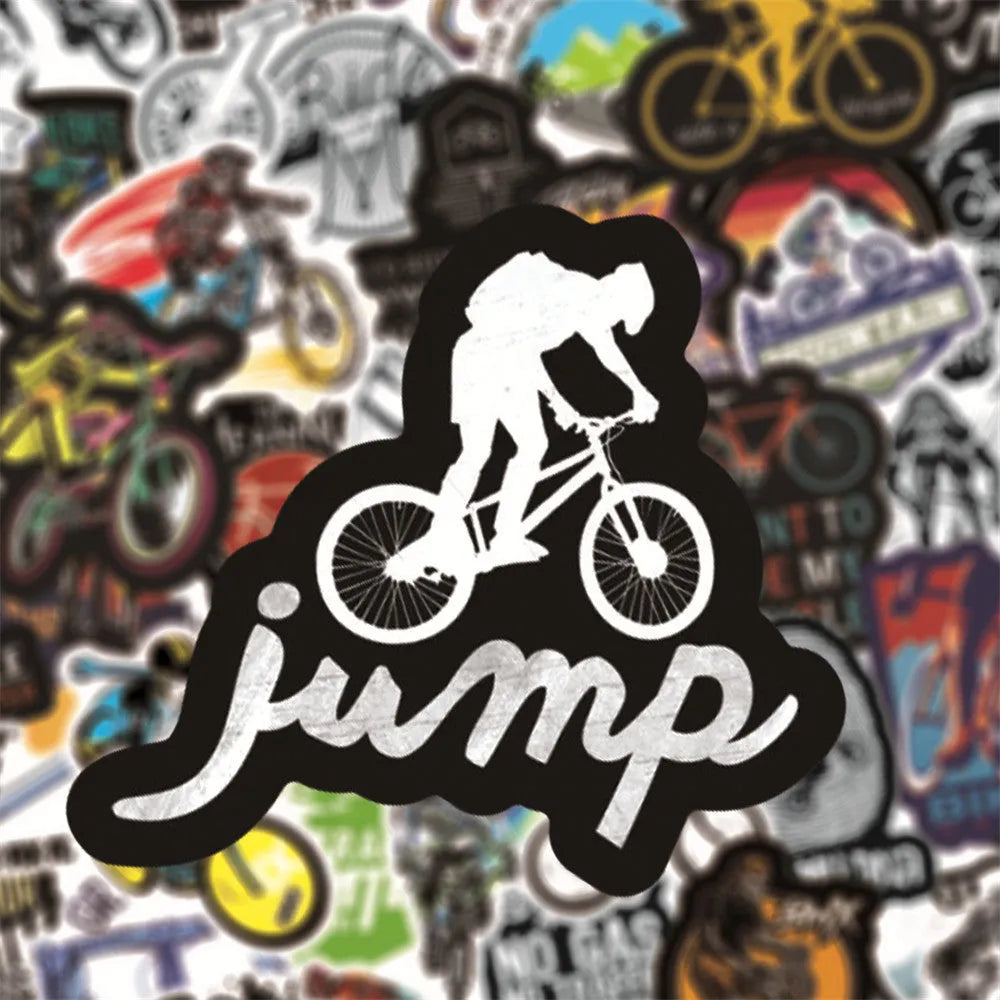 Mountain bike and cross-country MTB notebook stickers with strong self-adhesive backing