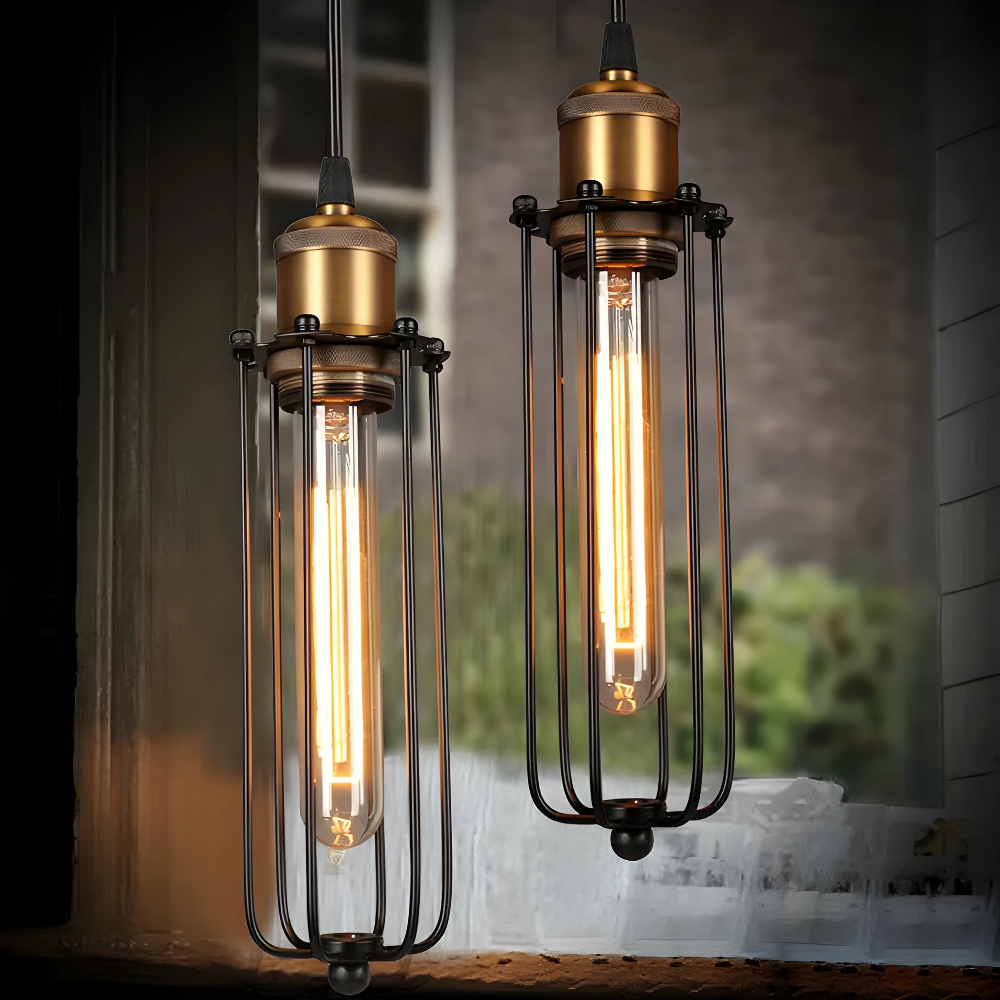 Brown iron Nordic retro industrial gladiator design fishing line chandelier for ceiling.