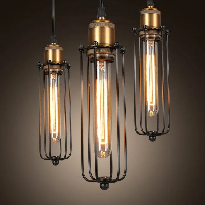 Brown iron Nordic retro industrial gladiator design fishing line chandelier for ceiling.