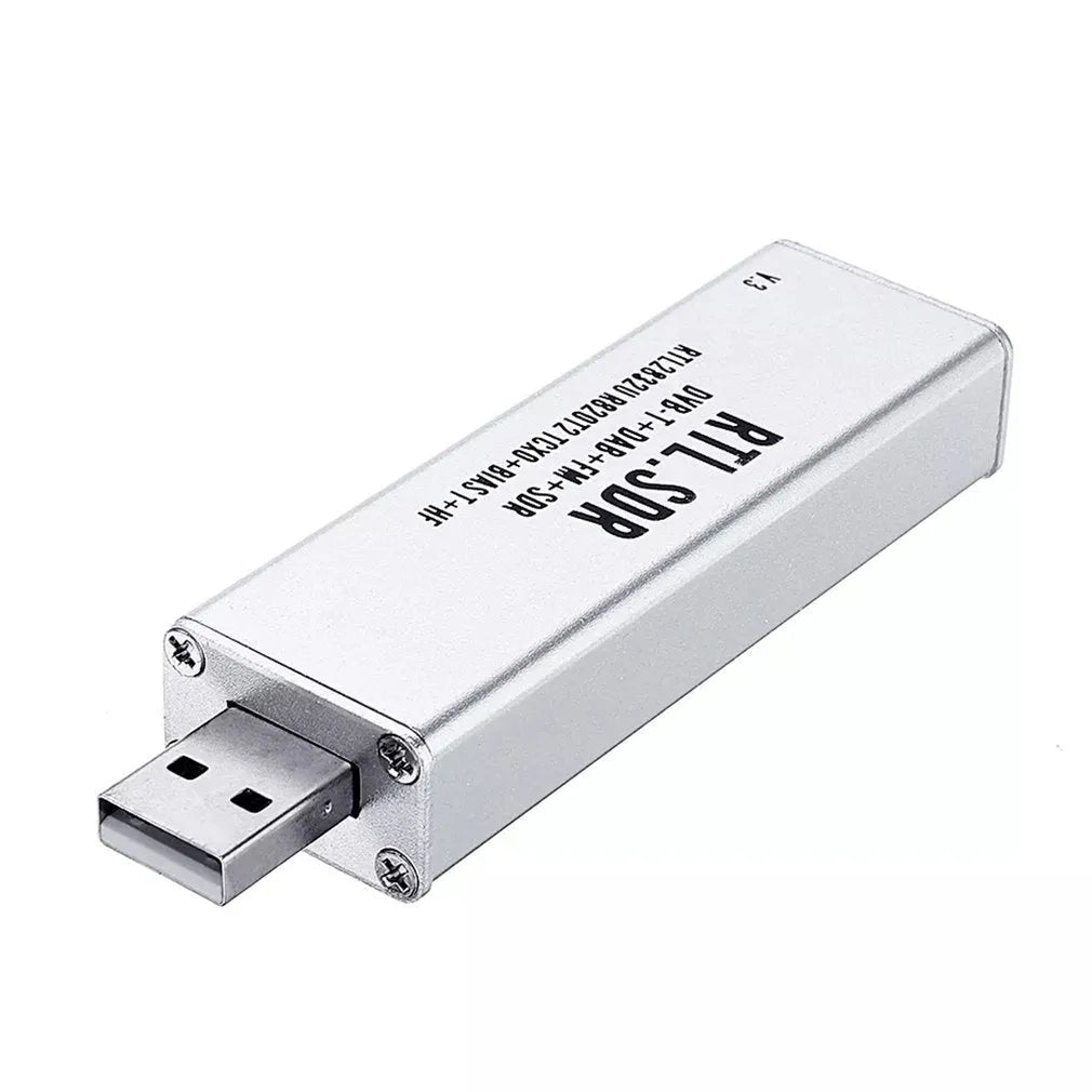 Black metal A300U all-band software-defined radio receiver with gold SMA connector.