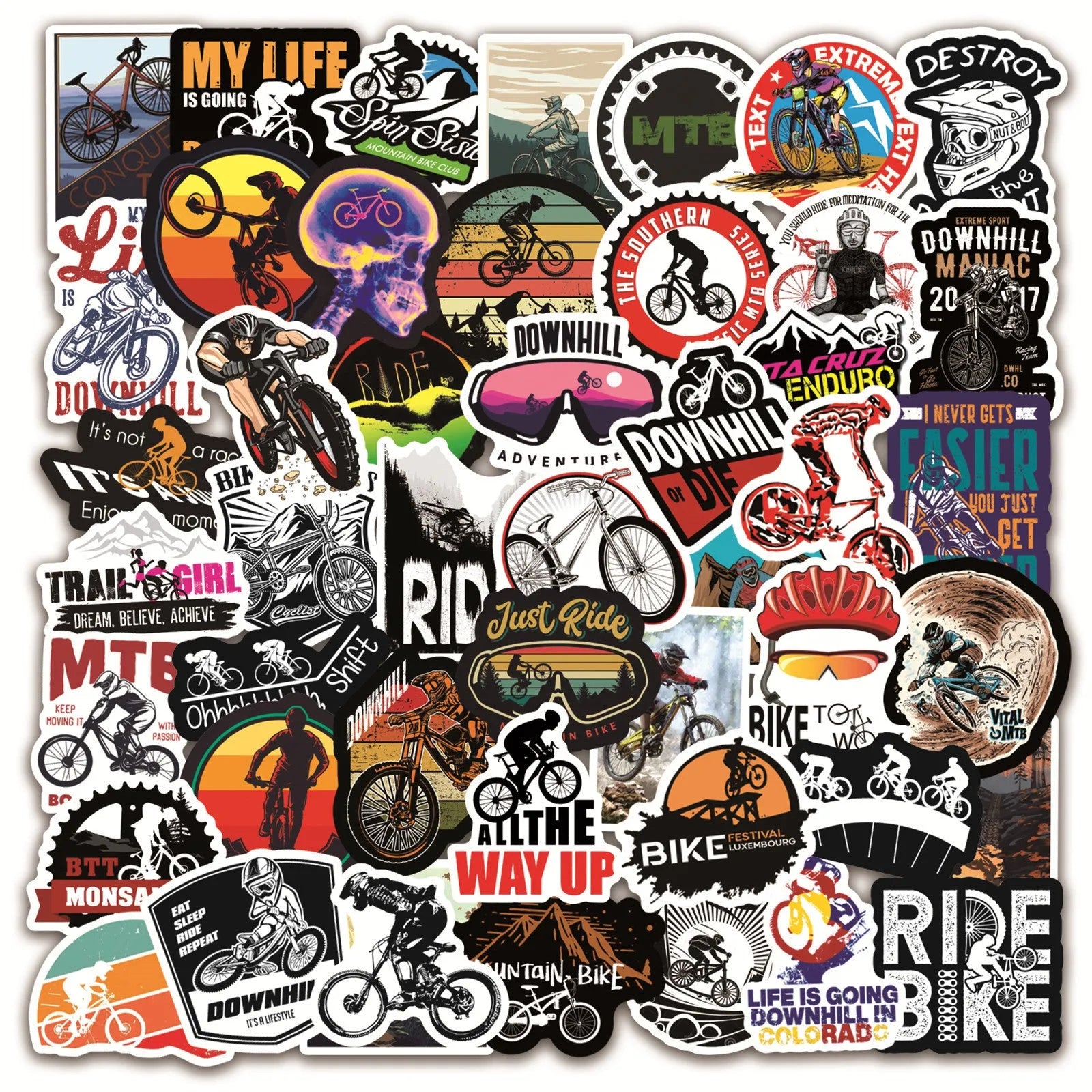 Mountain bike and cross-country MTB notebook stickers with strong self-adhesive backing